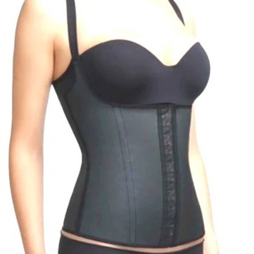 SQUEEM Women's 3X Black Gray Open Front Vest Miracle Waist Cincher Shapewear
